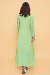 Shop_Sajeda A Lehry_Green Georgette Sequins, Embroidery Round Neck Solid Pista Hand Kurta _at_Aza_Fashions