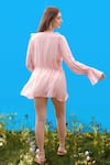 Shop_Sajeda A Lehry_Pink Georgette V-neck Designer Rose Dress _at_Aza_Fashions
