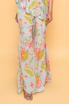 Sajeda A Lehry_Aqua Silk, Crepe Lace, Embroidery, Pom-poms Floral Sharara And Short Kurta Set _Online_at_Aza_Fashions