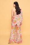 Shop_Sajeda A Lehry_Beige Silk, Crepe Embroidery Asymmetric Floral Hand Sharara Set _at_Aza_Fashions