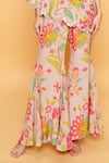 Sajeda A Lehry_Beige Silk, Crepe Embroidery Asymmetric Floral Hand Sharara Set _Online_at_Aza_Fashions