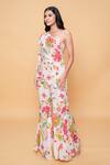 Buy_Sajeda A Lehry_Ivory Silk, Crepe Embroidery Asymmetric Hand Floral Sharara Set _at_Aza_Fashions