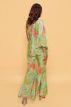 Shop_Sajeda A Lehry_Green Silk, Crepe Embroidery Asymmetric Floral Hand Sharara Set _at_Aza_Fashions