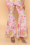 Sajeda A Lehry_Pink Silk, Crepe Embroidery Asymmetric Floral Hand Sharara Set _Online_at_Aza_Fashions