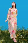 Buy_Sajeda A Lehry_Beige Silk, Crepe Embroidery Asymmetric Hand Kaftan _at_Aza_Fashions
