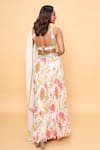 Shop_Sajeda A Lehry_Ivory Georgette Embroidery Square Neck Floral Printed Lehenga Set _at_Aza_Fashions