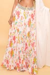 Buy_Sajeda A Lehry_Ivory Georgette Embroidery Square Neck Floral Printed Lehenga Set _Online_at_Aza_Fashions