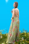 Shop_Sajeda A Lehry_Green Silk, Crepe Embroidery Scoop Neck Hand Pista Dress _at_Aza_Fashions