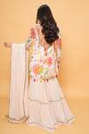 Shop_Sajeda A Lehry_Ivory Georgette Embroidery Round Neck Hand Floral Kurta Set _at_Aza_Fashions