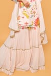 Sajeda A Lehry_Ivory Georgette Embroidery Round Neck Hand Floral Kurta Set _Online_at_Aza_Fashions