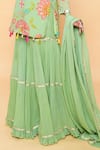 Sajeda A Lehry_Green Georgette Tassels Round Neck Floral Hand Embroidered Kurta Sharara Set _Online_at_Aza_Fashions