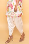 Sajeda A Lehry_Ivory Silk, Crepe Round Neck Floral Hand Embroidered Kaftan Set _Online_at_Aza_Fashions