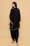 Shop_Sajeda A Lehry_Black Silk, Crepe Embroidery V-neck Hand Kaftan And Dhoti Pant _at_Aza_Fashions
