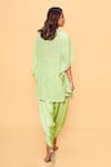 Shop_Sajeda A Lehry_Green Silk, Crepe Tassels Keyhole Neck Hand Embroidered Pista Kaftan Set _at_Aza_Fashions