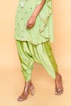 Buy_Sajeda A Lehry_Green Silk, Crepe Tassels Keyhole Neck Hand Embroidered Pista Kaftan Set _Online_at_Aza_Fashions