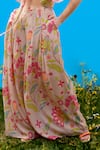 Buy_Sajeda A Lehry_Beige Silk, Crepe Round Neck Sienna Floral Print Crop Top And Pant _Online_at_Aza_Fashions