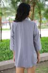 Shop_Studio Moda India_Gray Cotton Applique Collared Designer Jasmine Shirt _at_Aza_Fashions