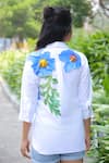 Shop_Studio Moda India_White Cotton Applique Collared Himalayan Poppy Shirt _at_Aza_Fashions