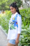 Buy_Studio Moda India_White Cotton Applique Collared Himalayan Poppy Shirt _Online_at_Aza_Fashions