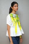 Studio Moda India_White Cotton Embroidery Round Neck Kanikonna Applique Top _Online_at_Aza_Fashions