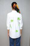 Shop_Studio Moda India_White Cotton Embroidery Collared Designer Banana Cutdana Shirt _at_Aza_Fashions