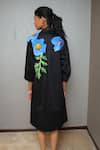 Shop_Studio Moda India_Black Cotton Applique Collared Poppy Dress _at_Aza_Fashions