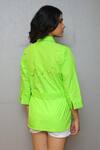 Shop_Studio Moda India_Green Cotton Applique Collared Maple Shirt _at_Aza_Fashions