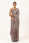 Buy_Unallume By Nisha_Purple Silk Floral Collage Saree _at_Aza_Fashions