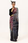 Buy_Unallume By Nisha_Multi Color Silk Gradient Plaid Saree With Blouse Piece _at_Aza_Fashions