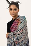 Shop_Unallume By Nisha_Multi Color Silk Gradient Plaid Saree With Blouse Piece _at_Aza_Fashions