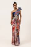 Buy_Unallume By Nisha_Multi Color Silk Pop Marble Saree _at_Aza_Fashions