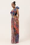 Shop_Unallume By Nisha_Multi Color Silk Pop Marble Saree _at_Aza_Fashions