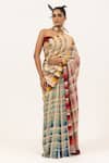 Buy_Unallume By Nisha_Multi Color Silk Modern Mosaic Saree _at_Aza_Fashions