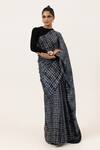 Shop_Unallume By Nisha_Blue Silk Designer Safari Saree _at_Aza_Fashions