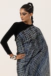 Unallume By Nisha_Blue Silk Designer Safari Saree _Online_at_Aza_Fashions