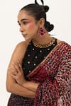 Buy_Unallume By Nisha_Red Silk Sequins Leopard Luxe Saree Set _Online_at_Aza_Fashions
