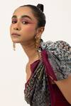 Buy_Unallume By Nisha_Wine Silk Camouflage Saree _Online_at_Aza_Fashions
