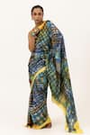 Buy_Unallume By Nisha_Yellow Silk Block And Blend Saree _at_Aza_Fashions