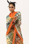 Buy_Unallume By Nisha_Multi Color Silk Vibrant Grid Saree _Online_at_Aza_Fashions