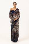 Shop_Unallume By Nisha_Blue Silk Whispering Bloom Saree _at_Aza_Fashions
