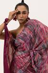 Buy_Unallume By Nisha_Blue Silk Crimson Tide Saree Set _Online_at_Aza_Fashions
