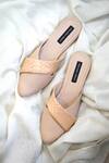 Buy_Shradha Hedau Footwear Couture_Beige Woody Textured Strap Flats _at_Aza_Fashions