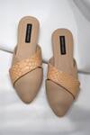 Shop_Shradha Hedau Footwear Couture_Beige Woody Textured Strap Flats _at_Aza_Fashions