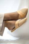 Shradha Hedau Footwear Couture_Beige Woody Textured Strap Flats _Online_at_Aza_Fashions