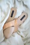 Buy_Shradha Hedau Footwear Couture_Beige Woody Textured Strap Flats _Online_at_Aza_Fashions