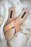 Shop_Shradha Hedau Footwear Couture_Beige Woody Textured Strap Flats _Online_at_Aza_Fashions