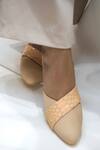 Shradha Hedau Footwear Couture_Beige Woody Textured Strap Flats _at_Aza_Fashions