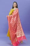 Naintara Bajaj Peach Brocade Zari, Fringe Botanical Woven Hem Dupatta at Aza Fashions Naintara Bajaj_Peach Brocade Zari, Fringe Botanical Woven Hem Dupatta _at_Aza_Fashions