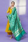 Naintara Bajaj Green Zari, Fringe Botanic Woven Banarasi Art Silk Dupatta at Aza Fashions Naintara Bajaj_Green Zari, Fringe Botanic Woven Banarasi Art Silk Dupatta _at_Aza_Fashions
