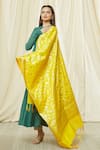 Naintara Bajaj_Yellow Brocade Zari, Fringe Floral Woven Banarasi Art Silk Dupatta_at_Aza_Fashions